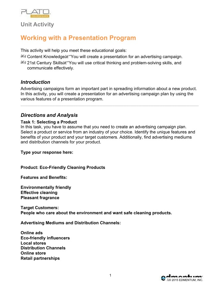 Working with Presentation Programs