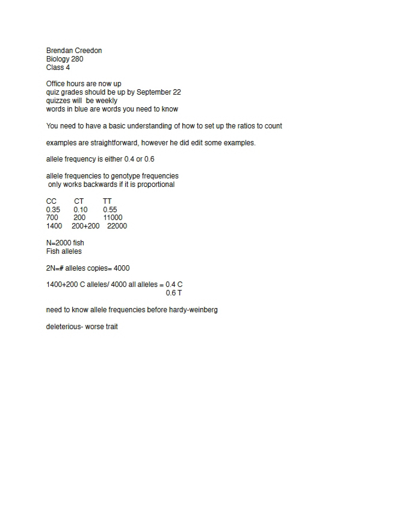 Bio 280 Notes 4