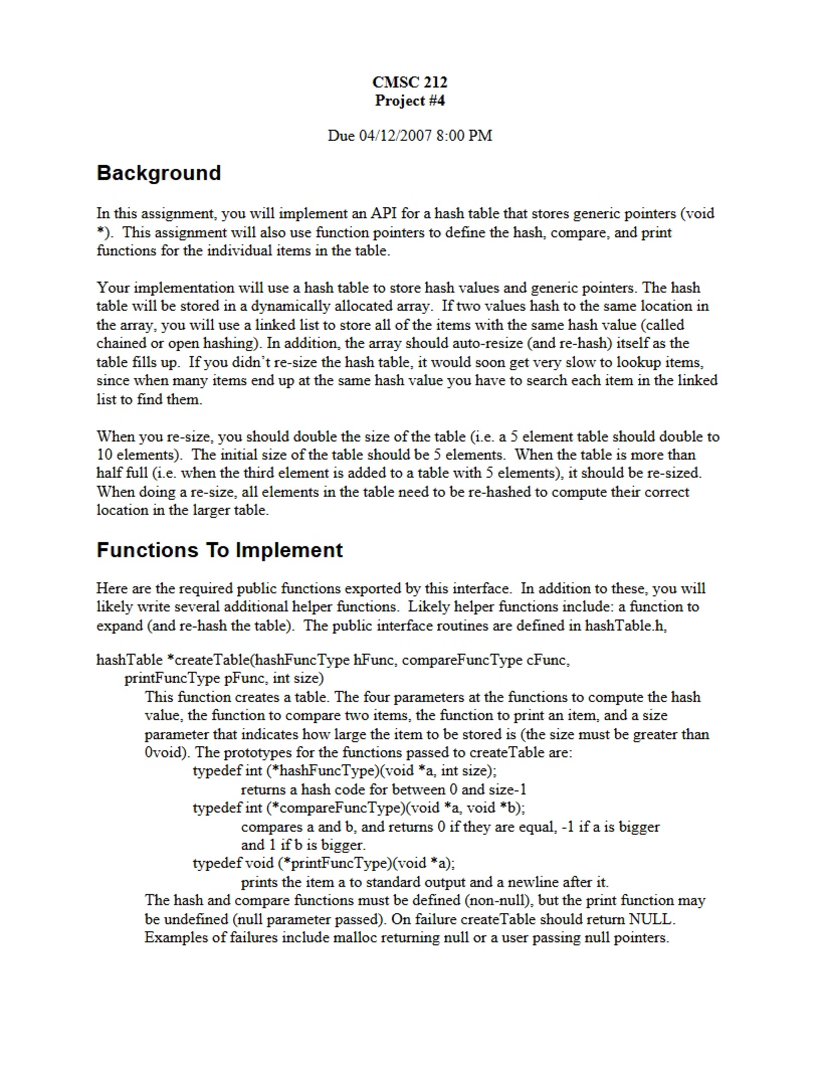 Fourth Programming Project