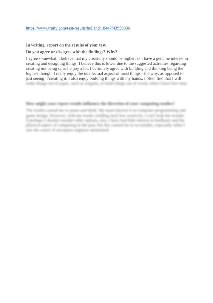 Report on Interest Survey