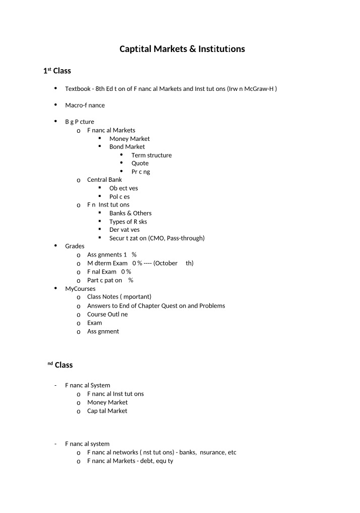 FINE442 Course Notes