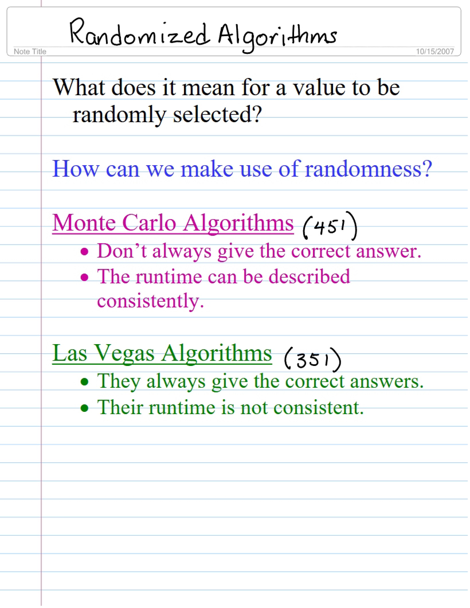 Algorithms (Randomized)