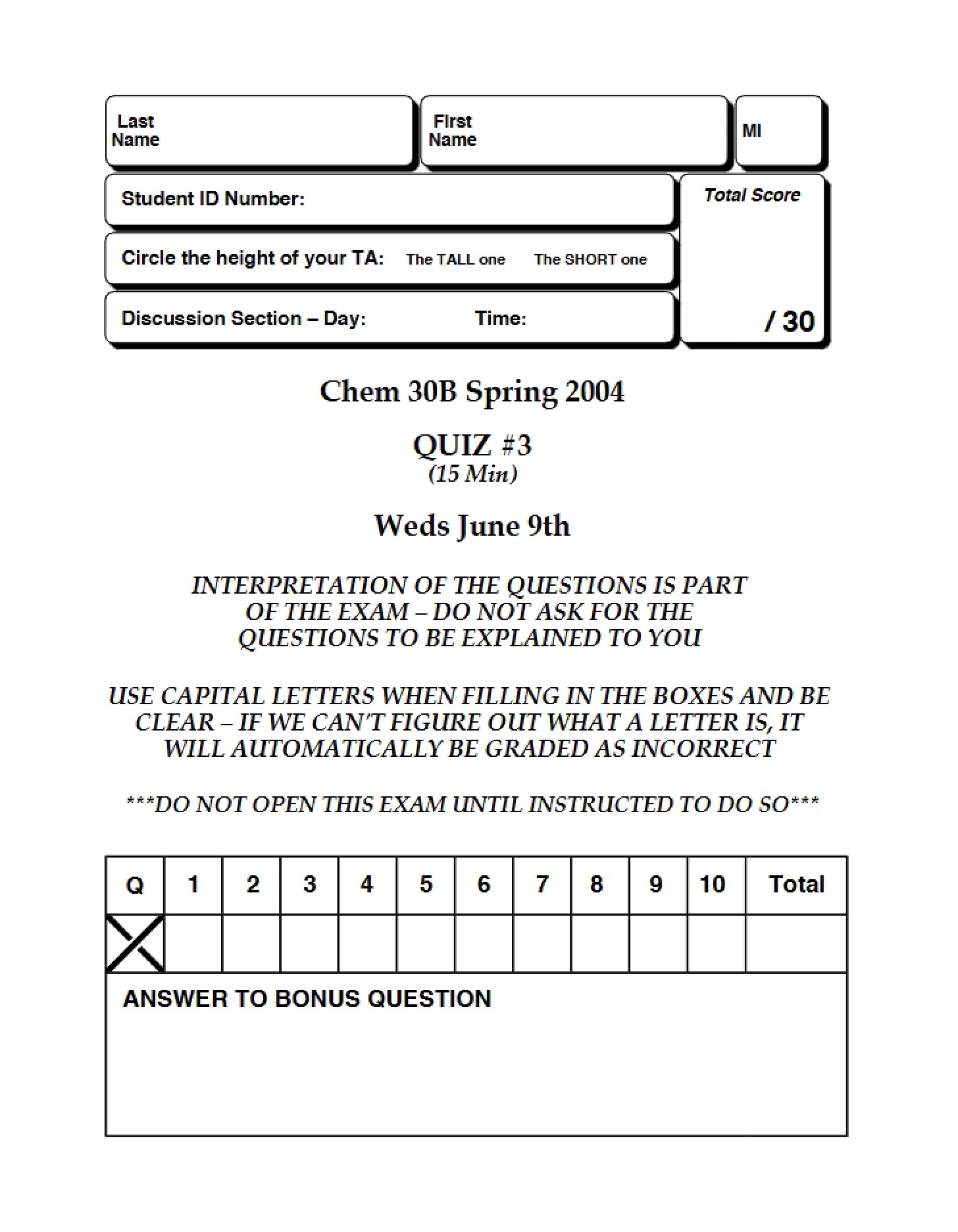 Third Quiz