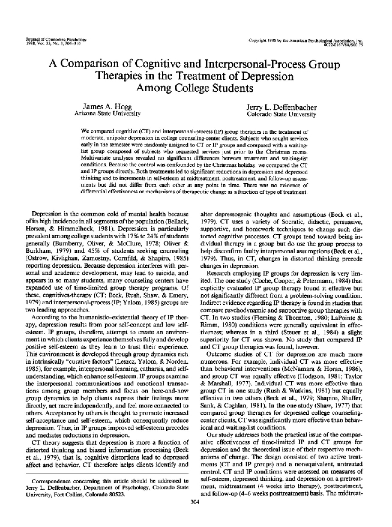 Cognitive and Interpersonal Comparison
