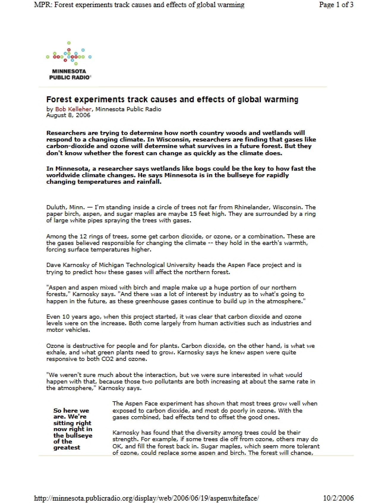 Global Warming Causes and Effects Forest Experiments