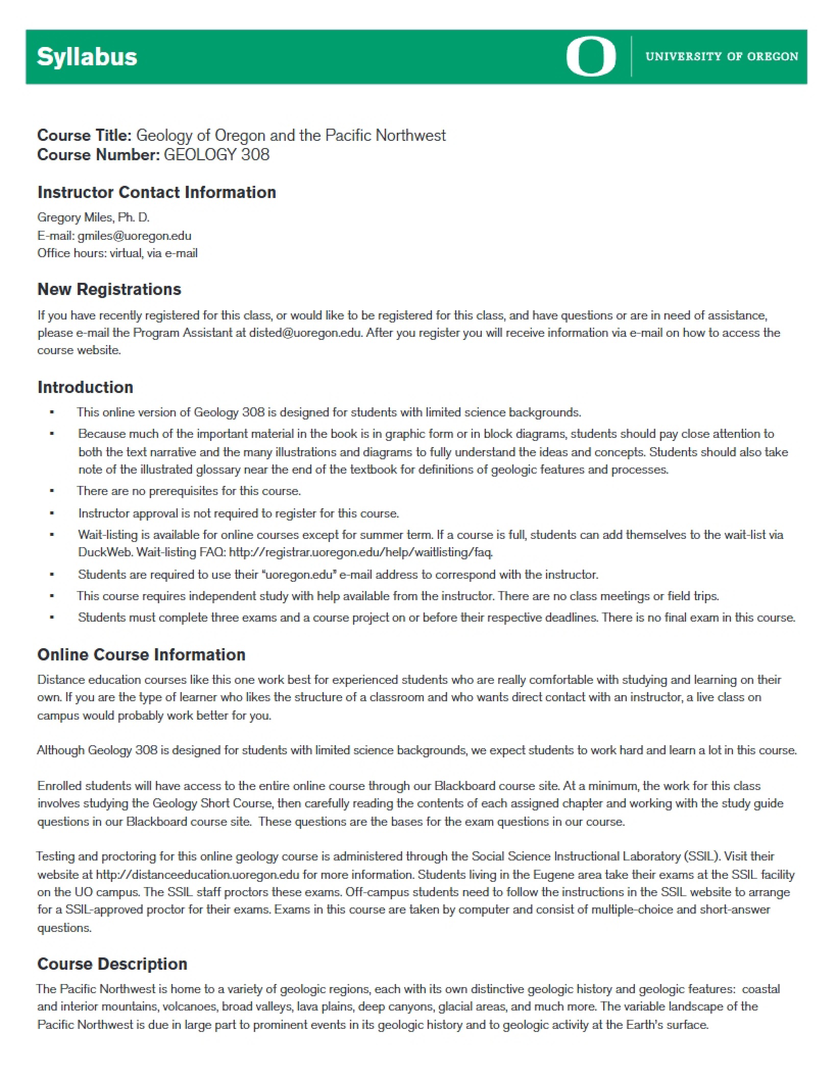 Oregon and Pacific NW Syllabus