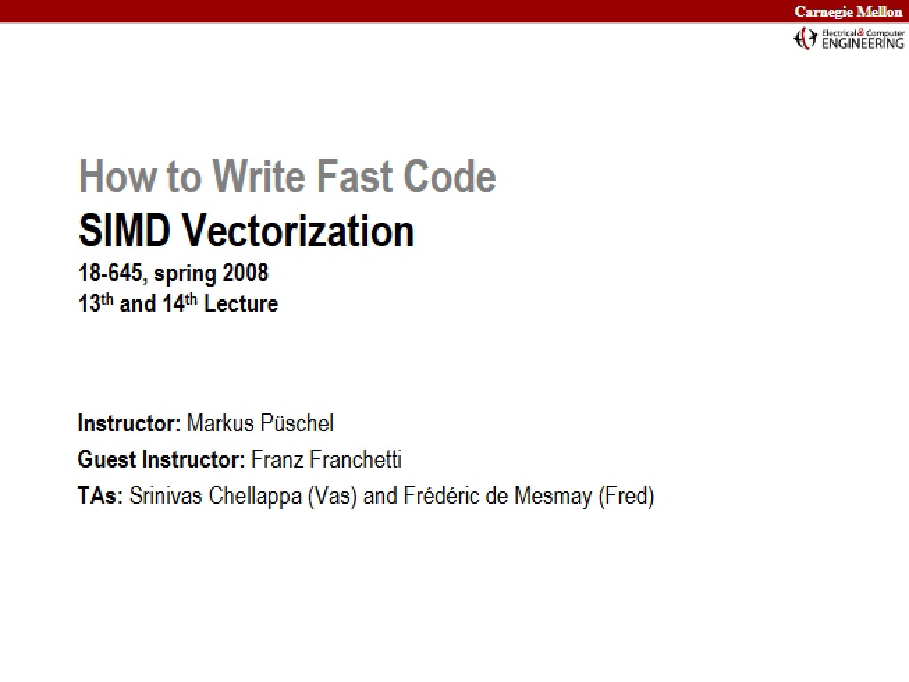 SIMD Vectorization for Writing Fast Code