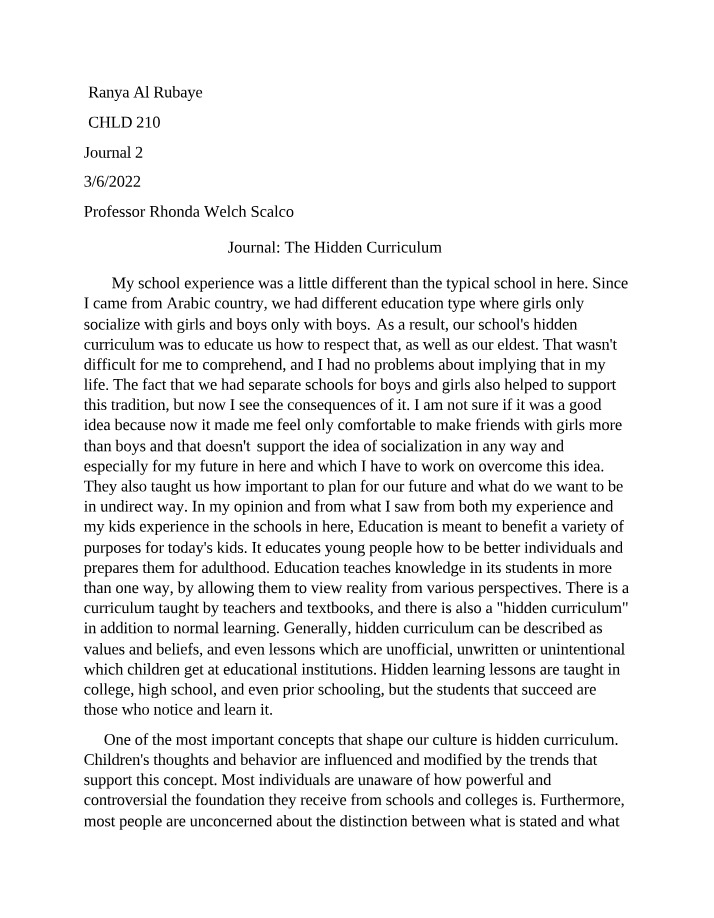 The Hidden Curriculum - Uncovering Unwritten Lessons