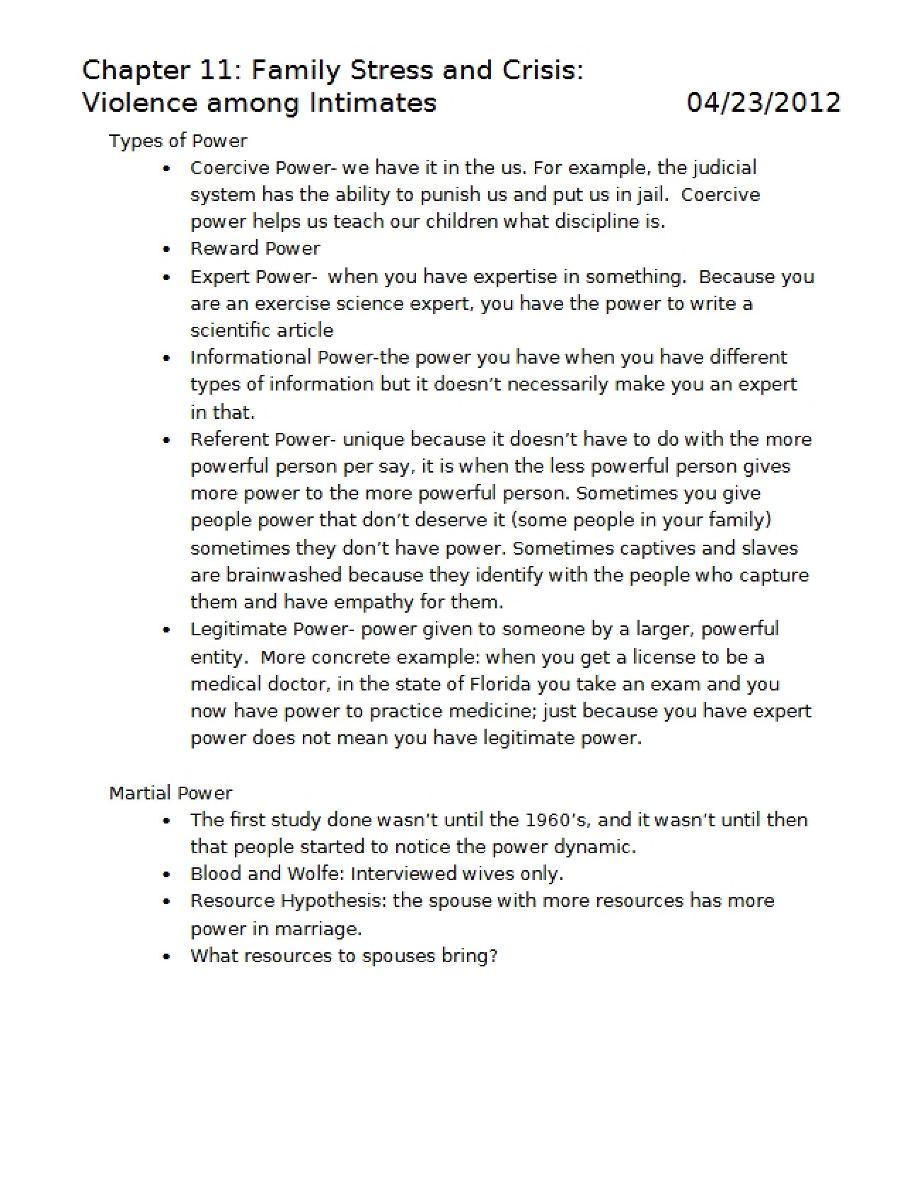 Key Themes of Family Stress and Crisis from Chapter 11