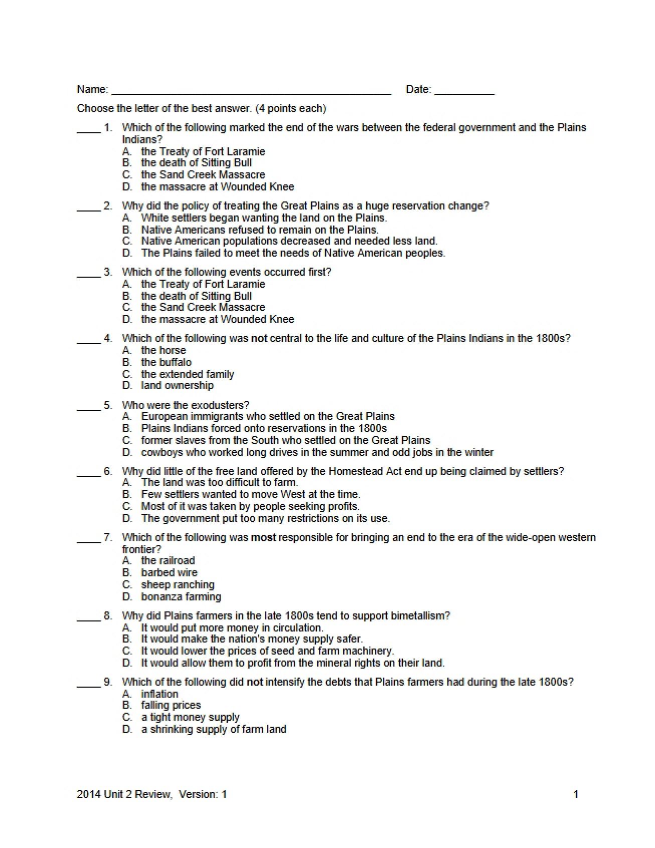International System History Examination