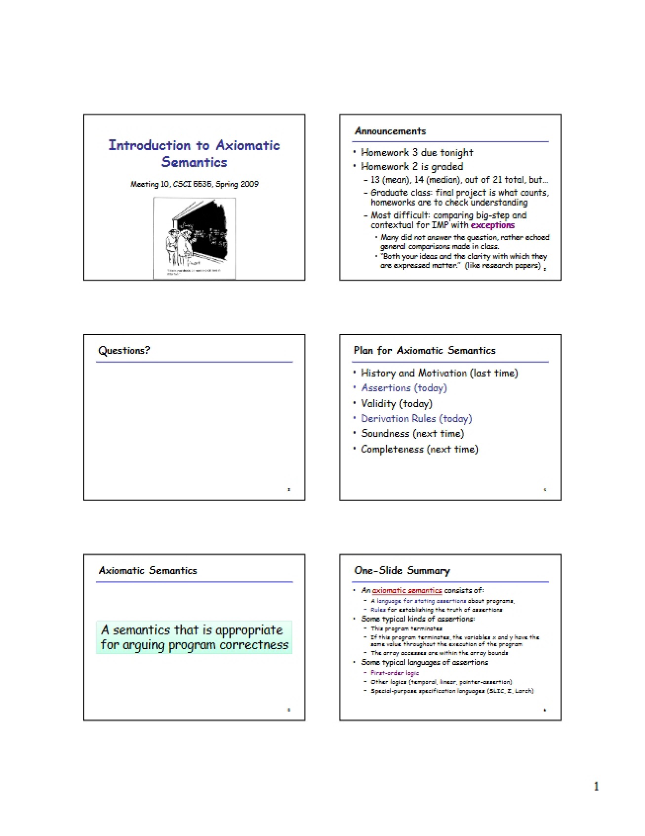 Axiomatic Semantics Introduction