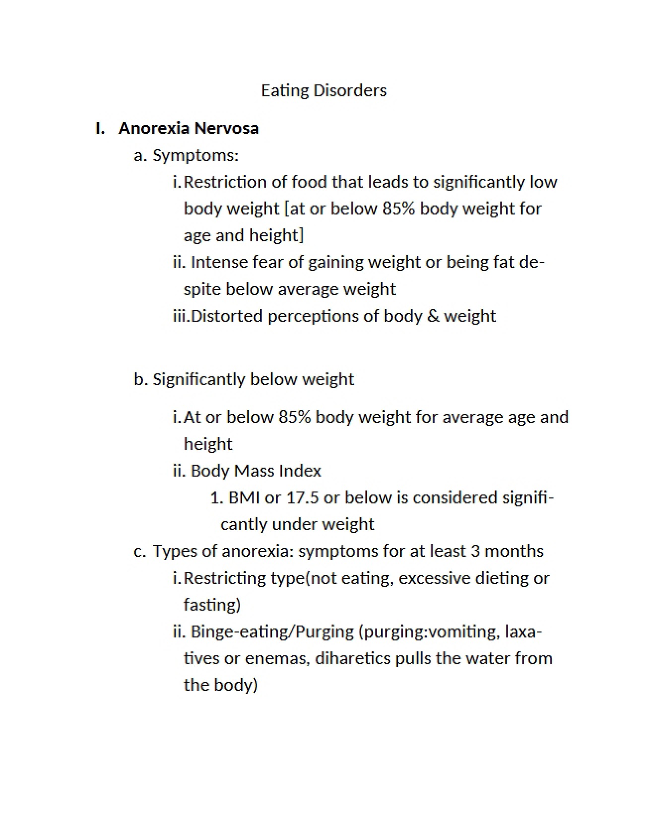 Disorders of Eating