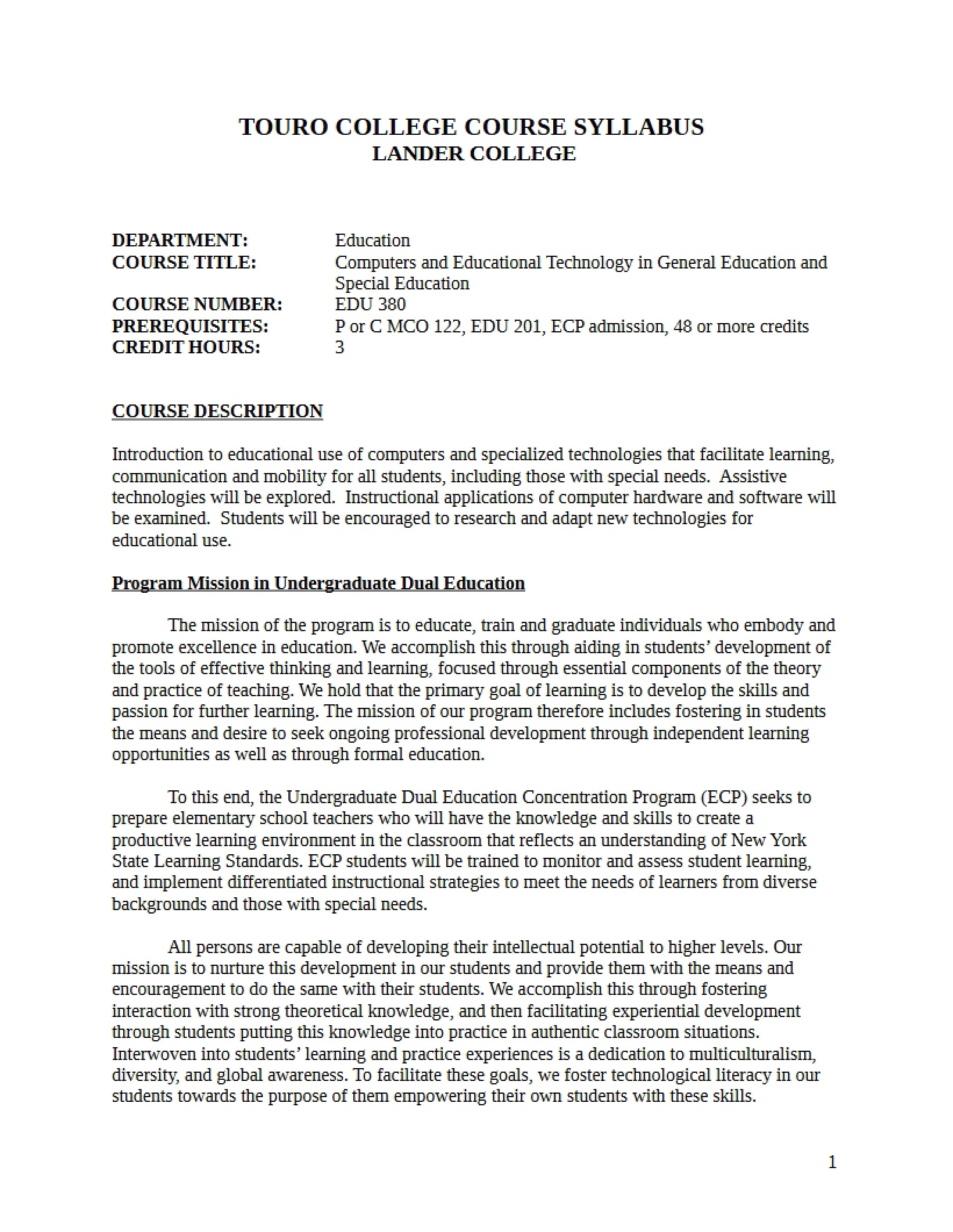 Educational Technology Computers Syllabus