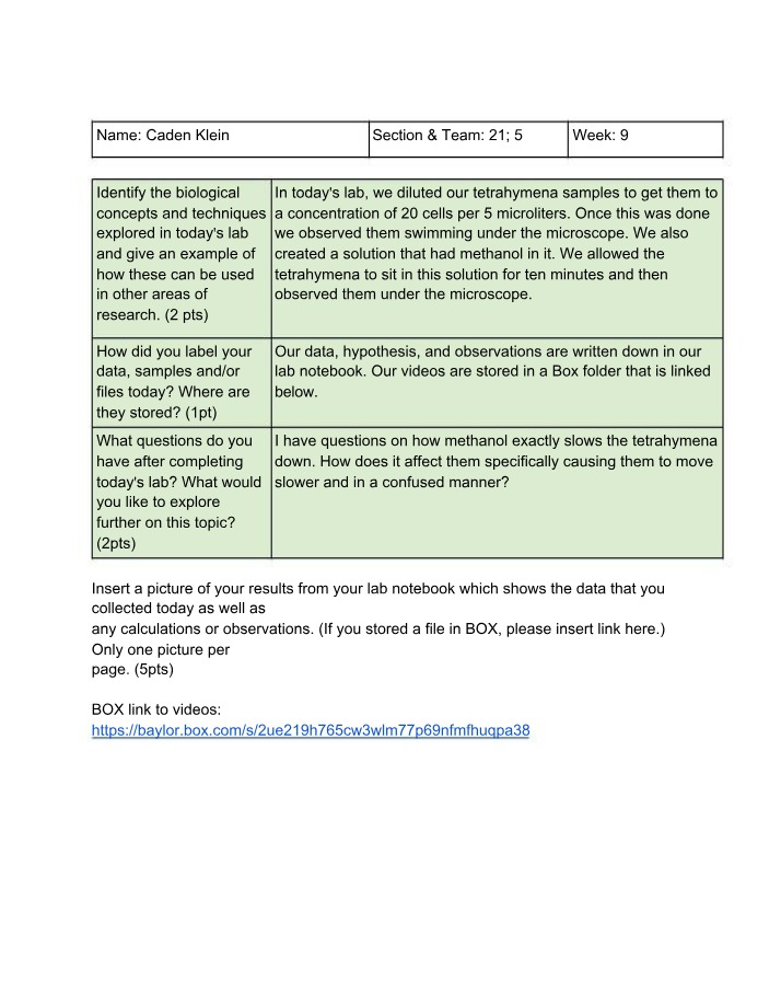 Biological Concepts and Techniques in Tetrahymena Lab