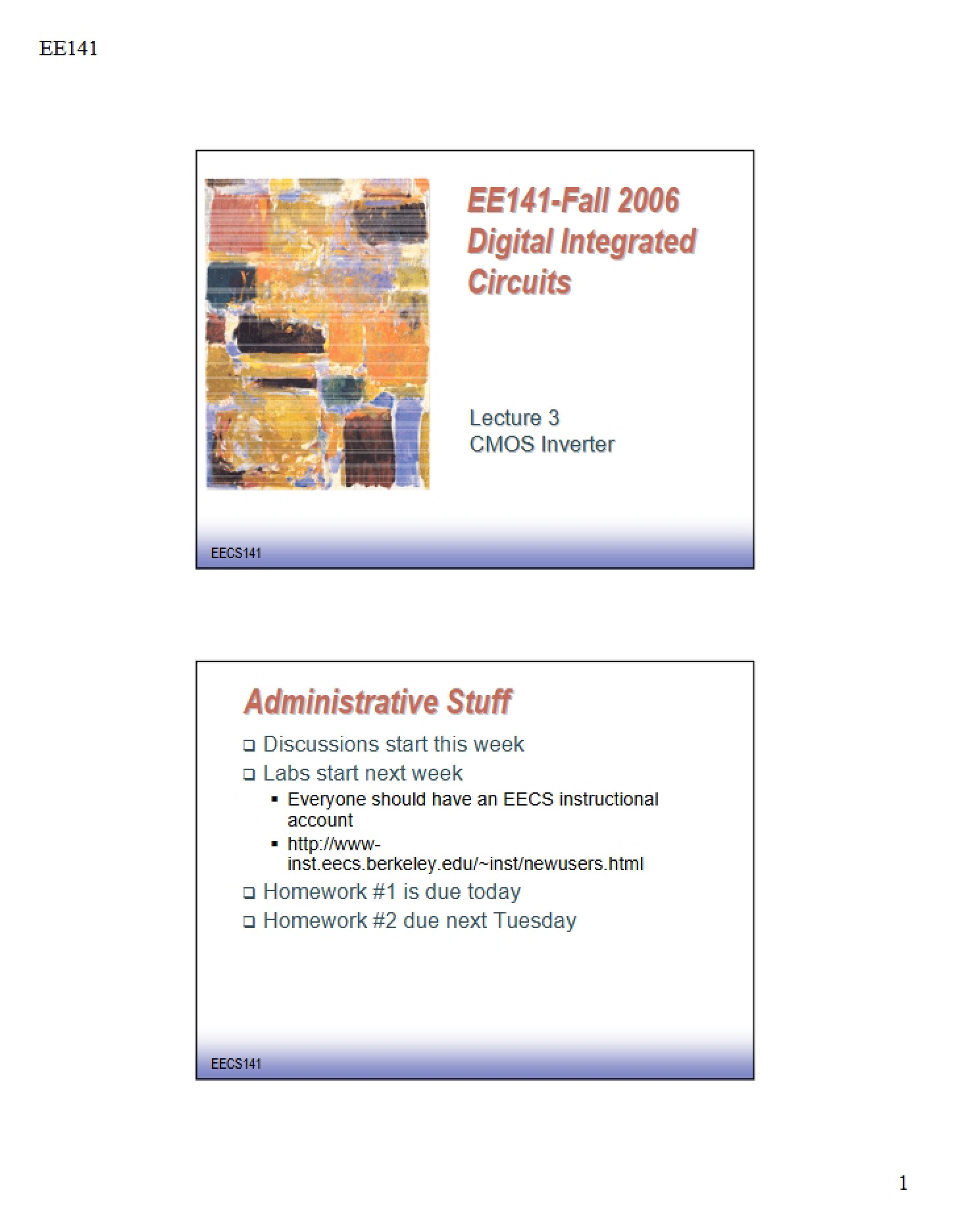 Lecture 3 CMOS Inverters