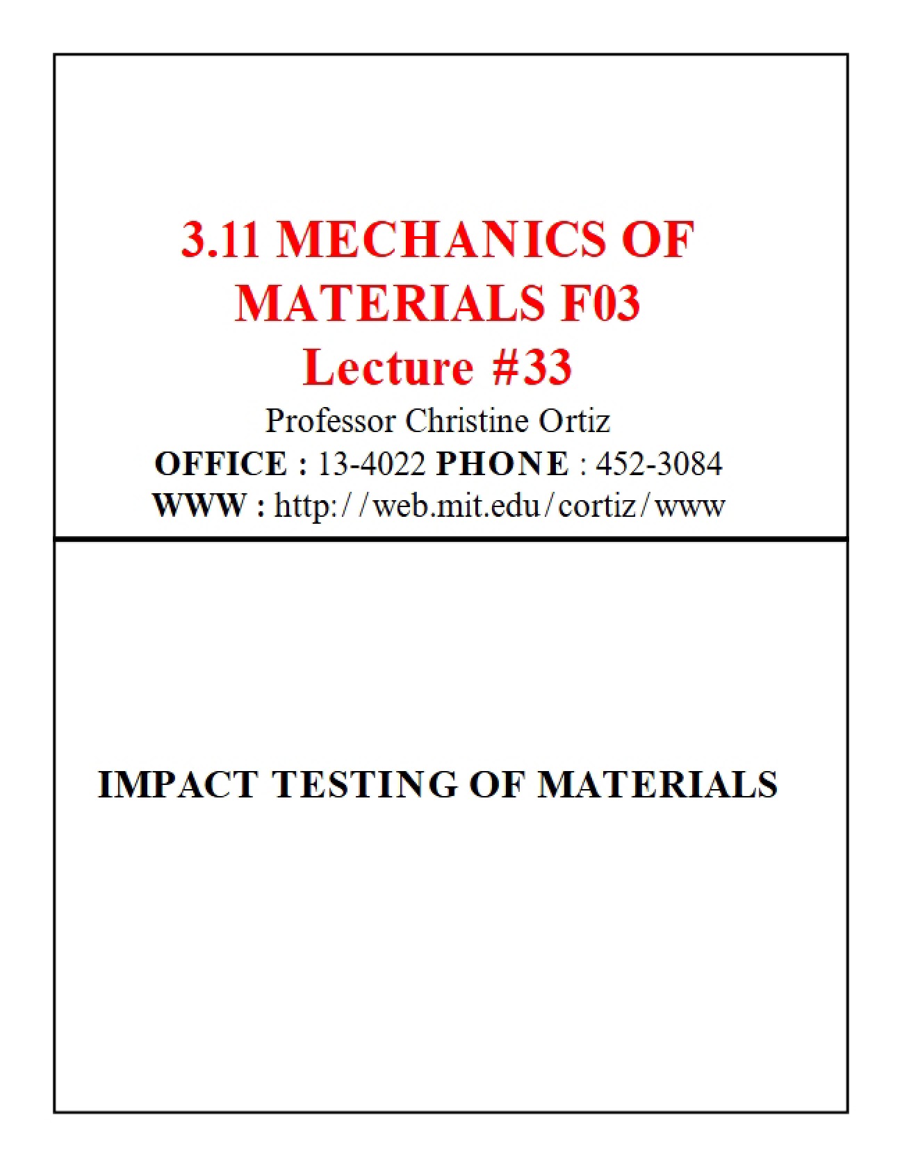 Materials Impact Testing