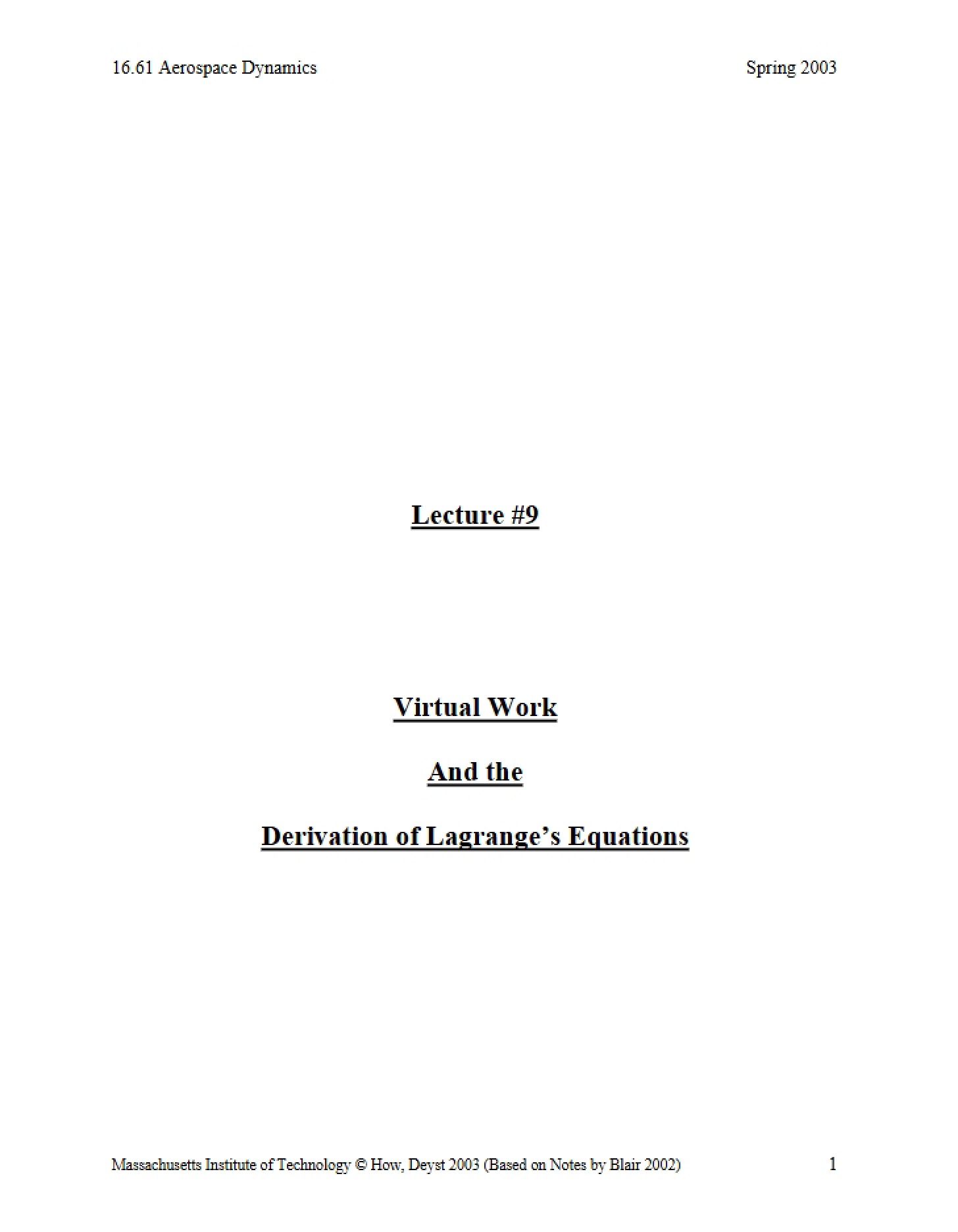Deriving Lagrange's Equations via Virtual Work