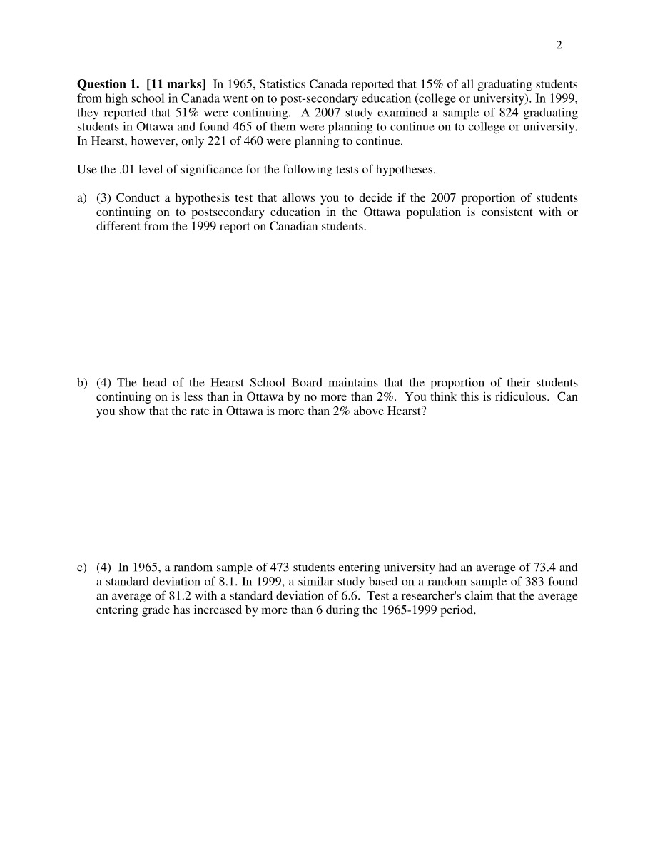 Statistics Questions 1-5 for ADM2304
