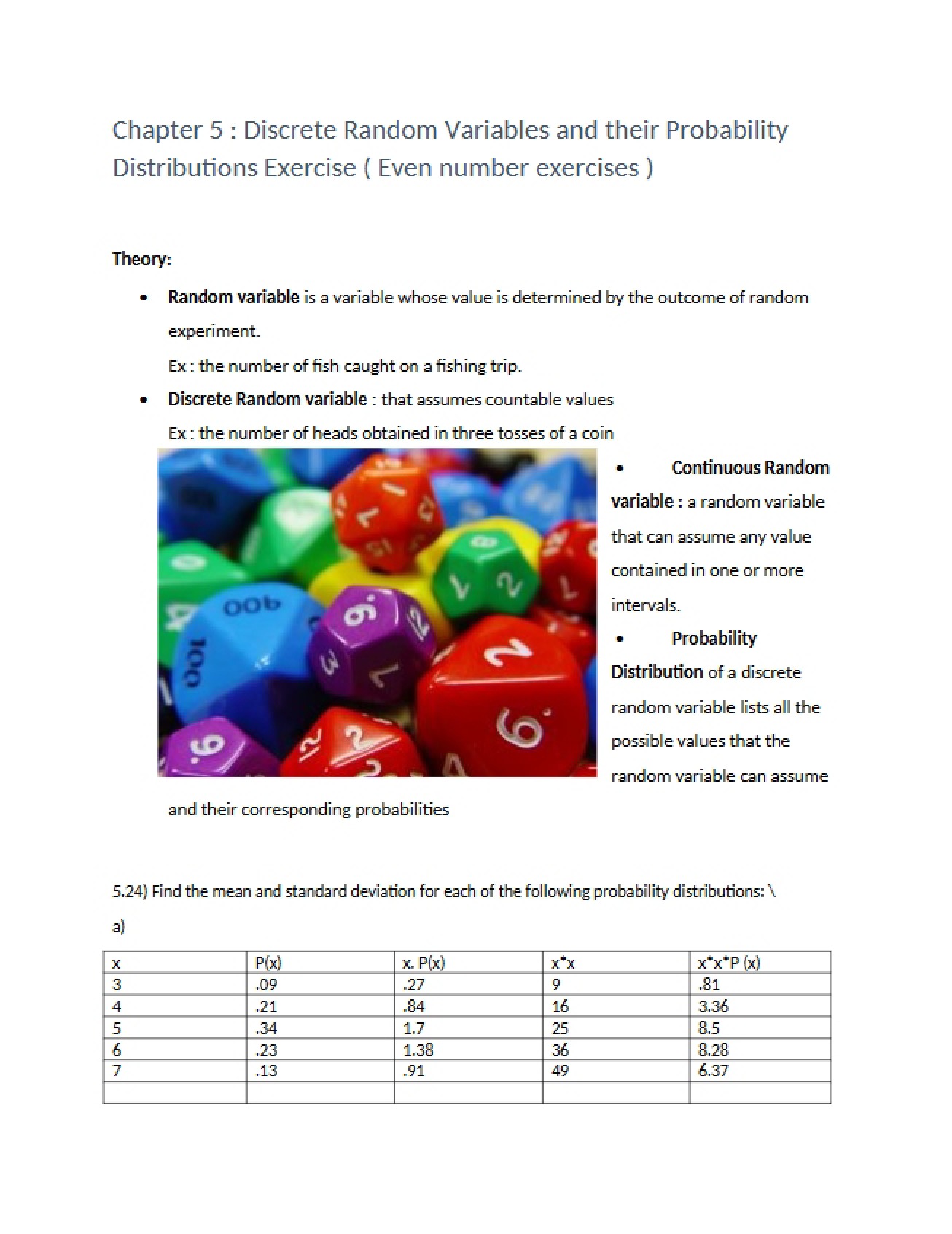 Discrete Random Variables (Chapter 5)