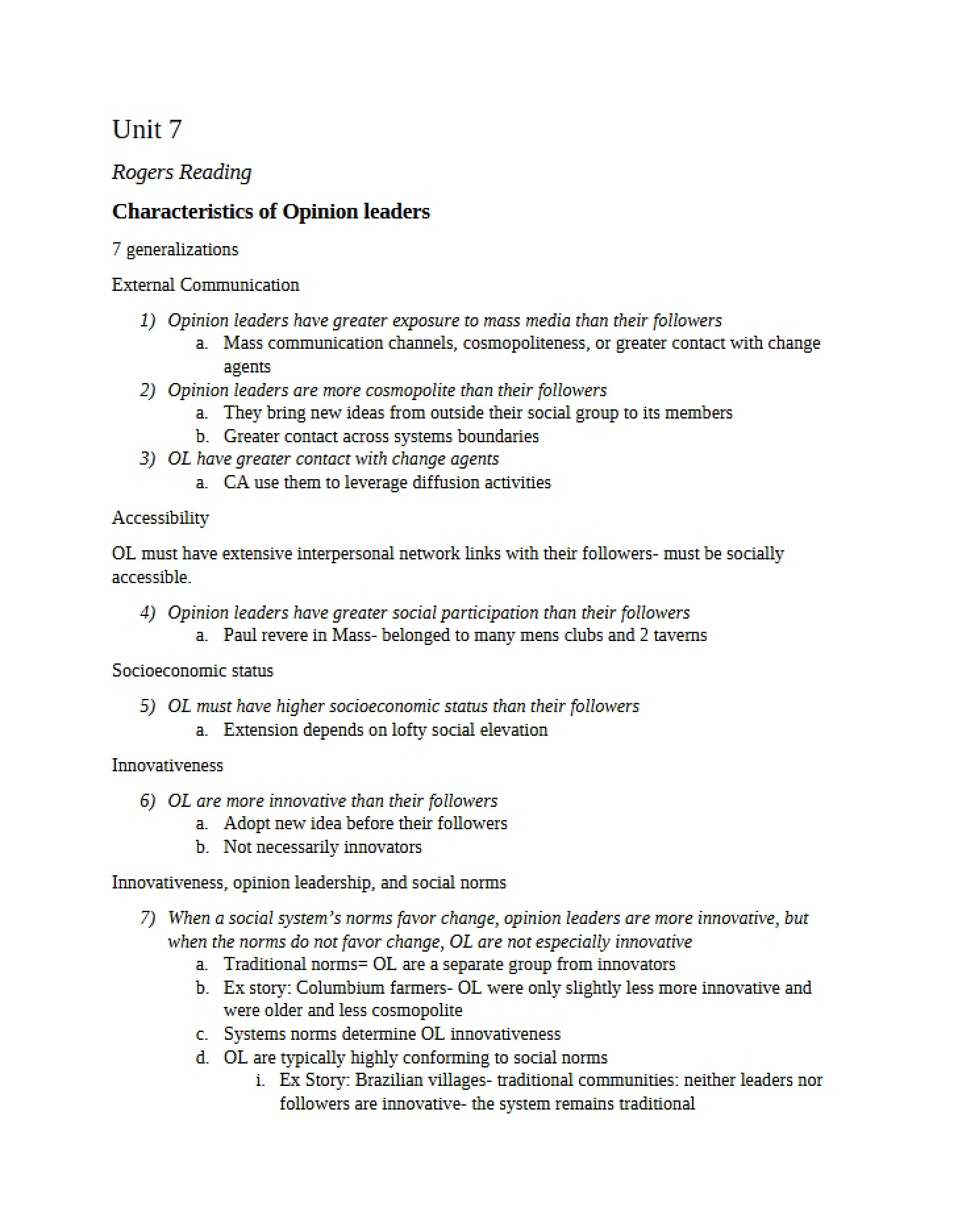 Opinion Leader Characteristics