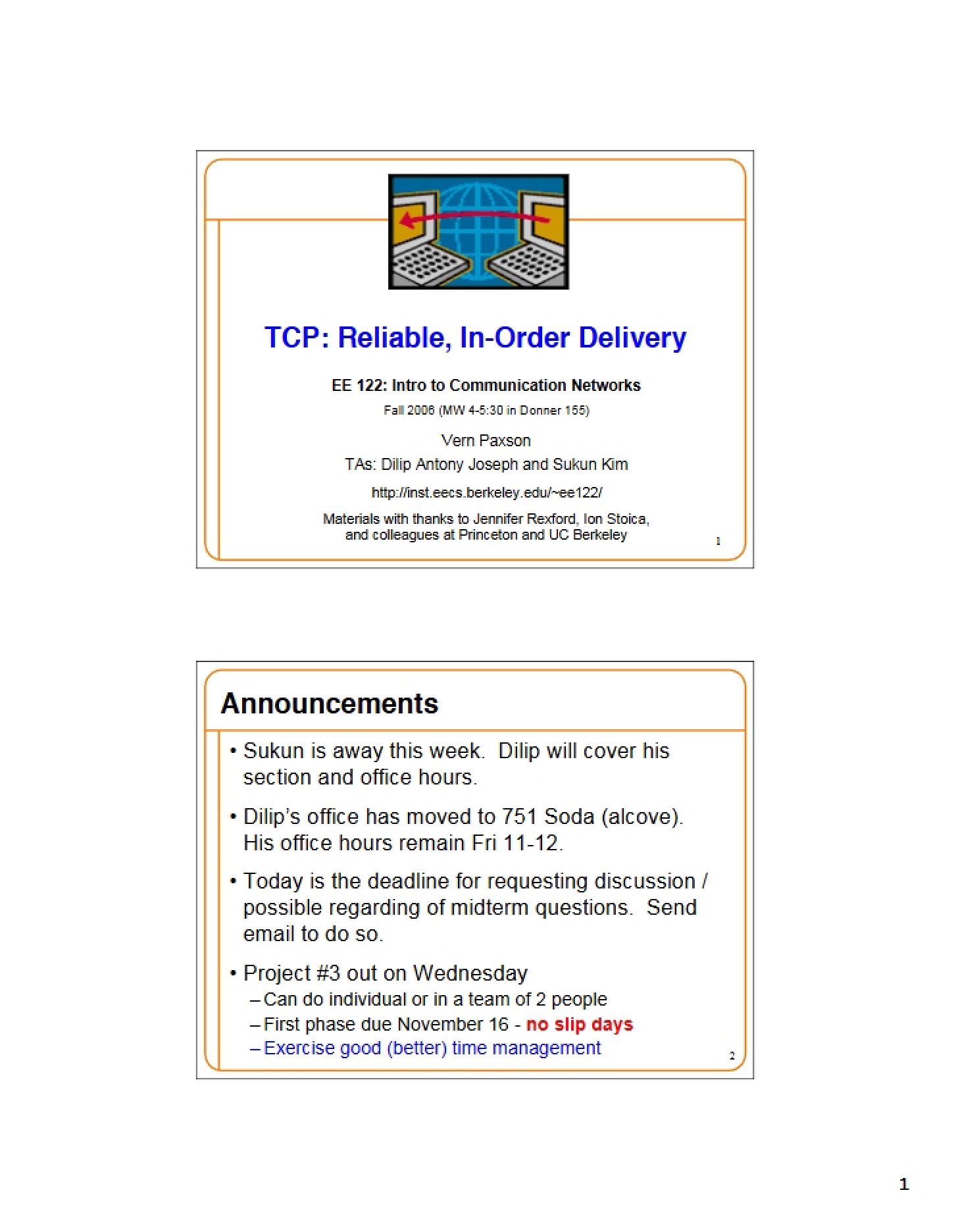 TCP Delivery Reliable and In-Order