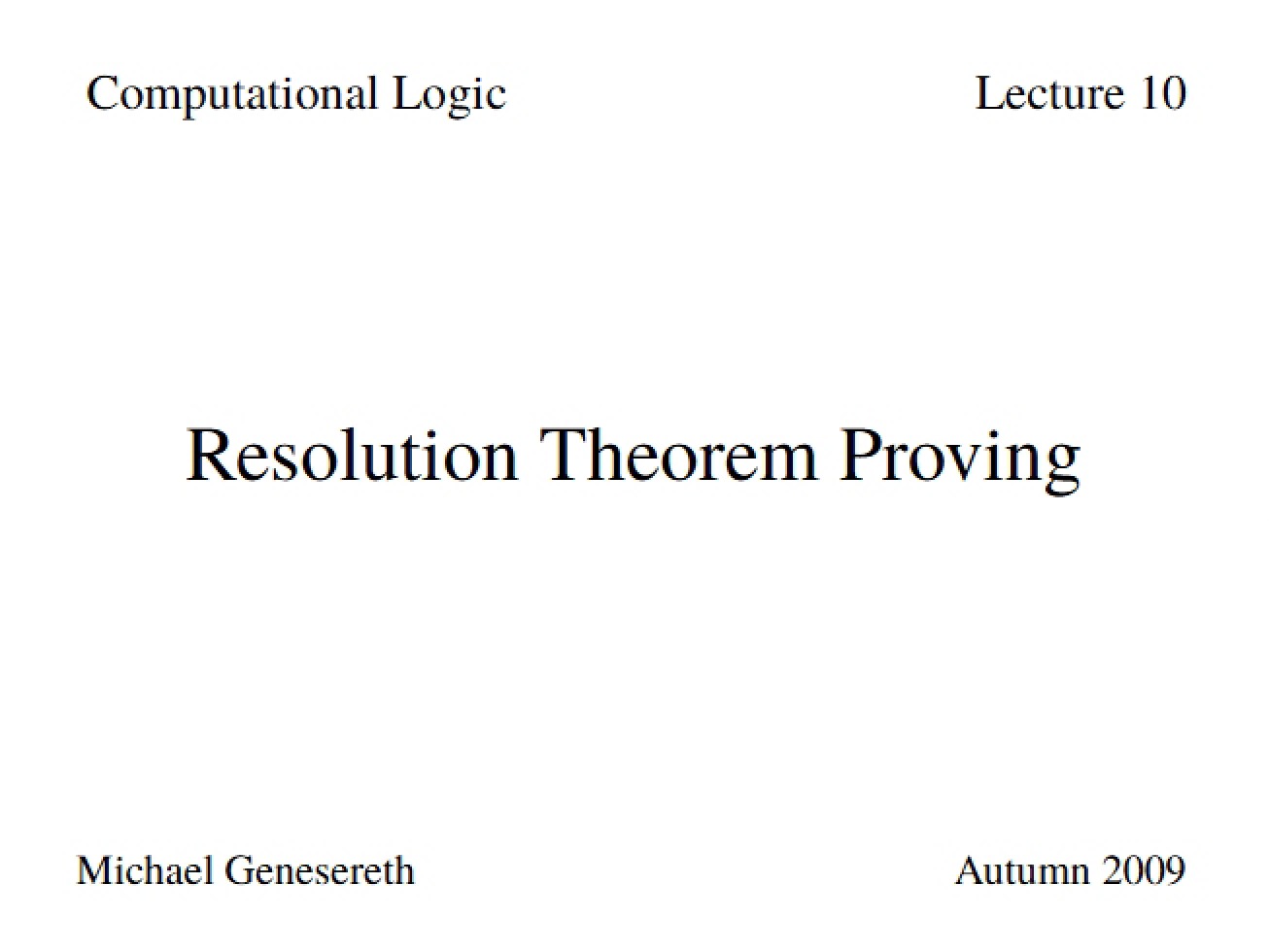 Computational Logic (Set 3)