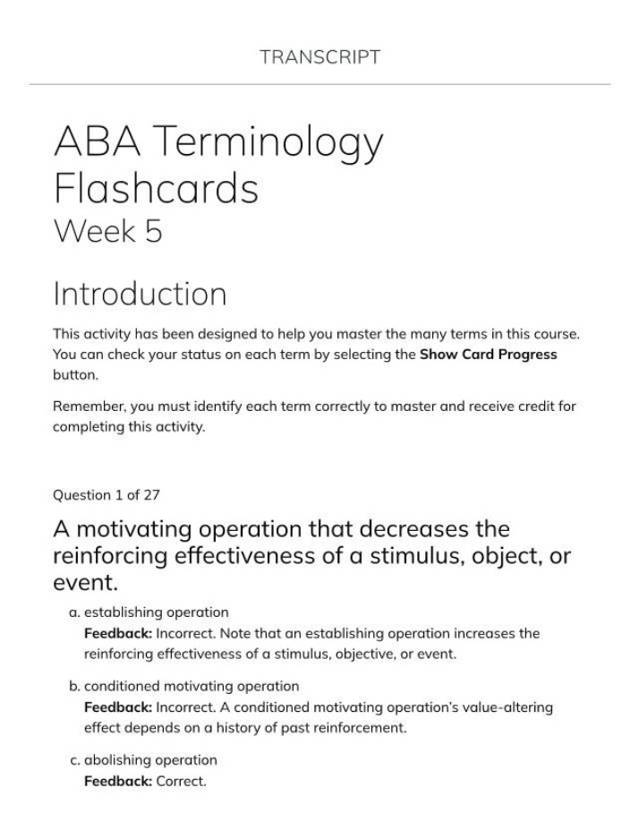 Week 5 ABA Terminology Flashcards