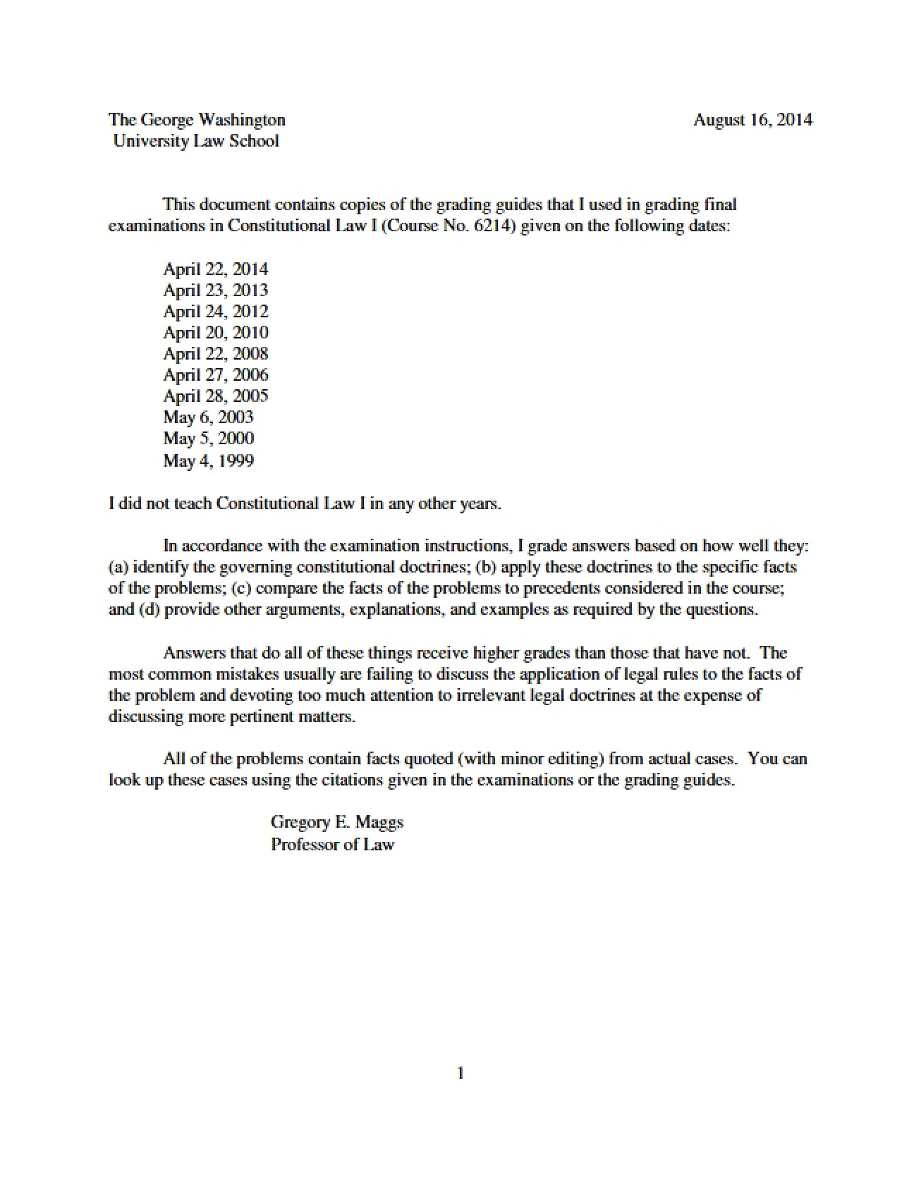 Grading Guide for Final Examination
