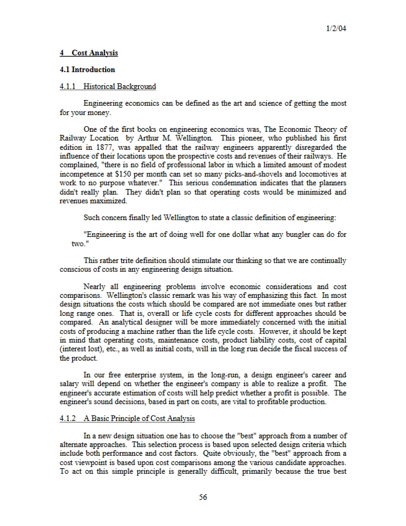 Analysis of Costs