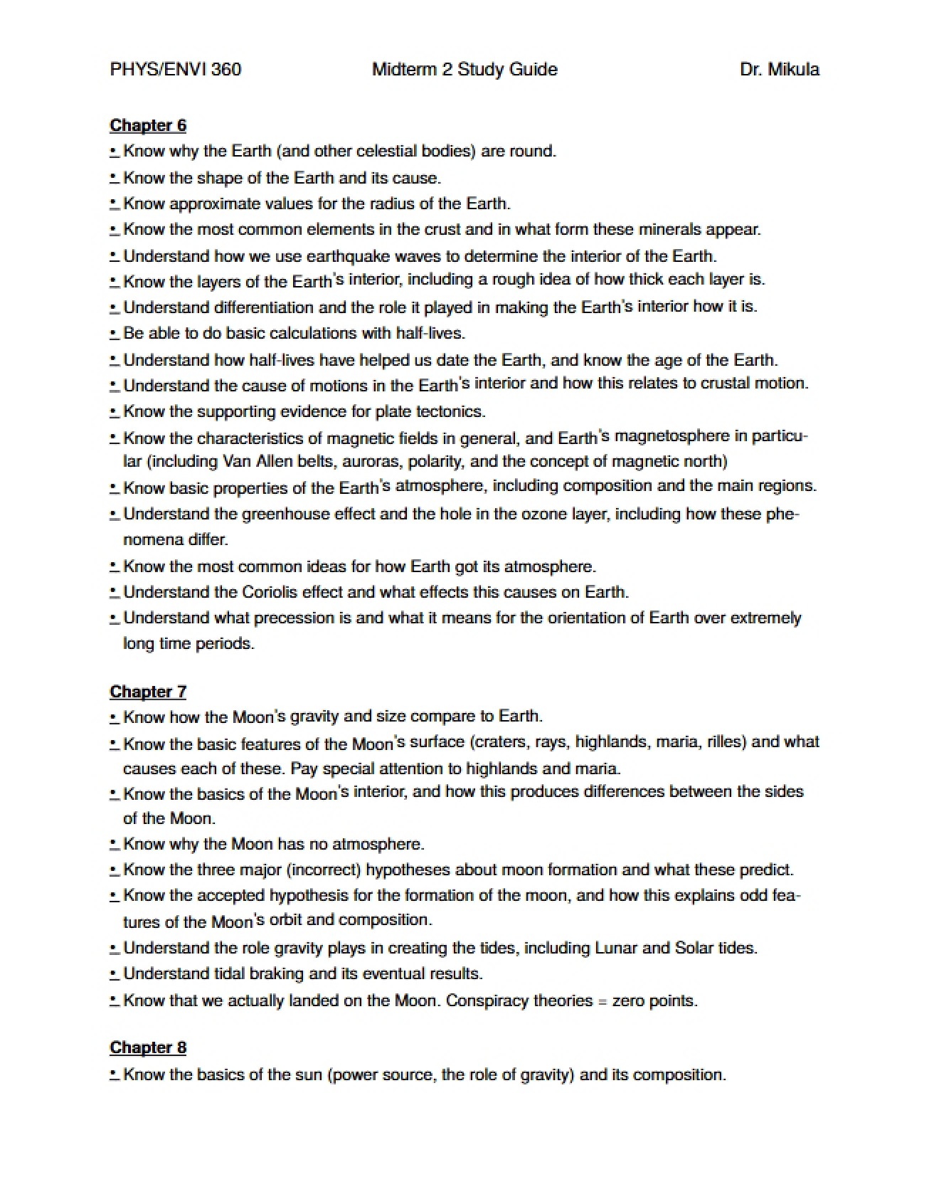 Study Guide for Second Midterm (Astronomy)