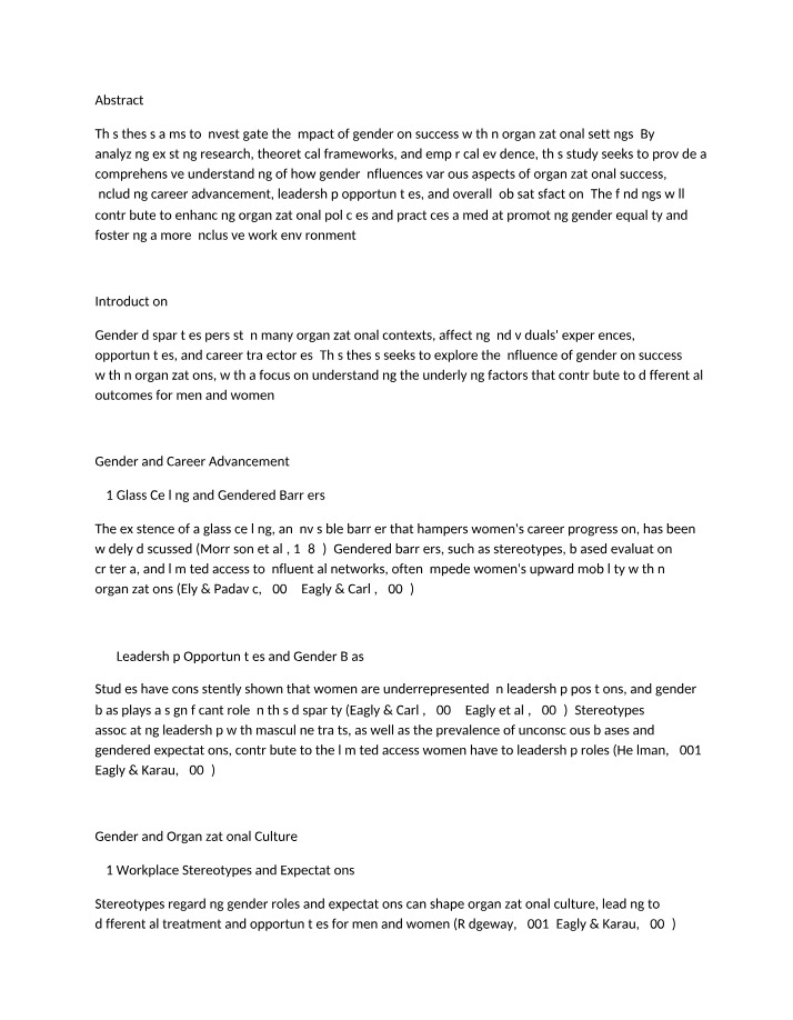 Thesis on Gender and Organizational Success