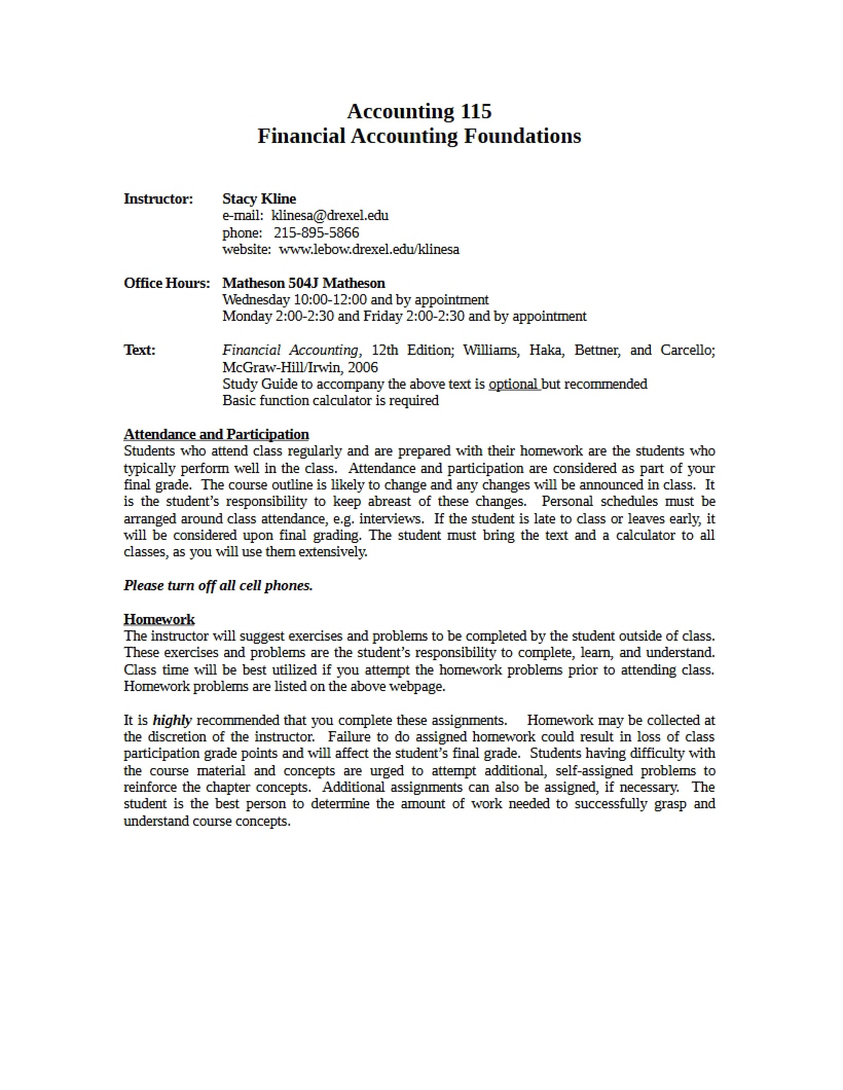 Financial Accounting Foundations Syllabus