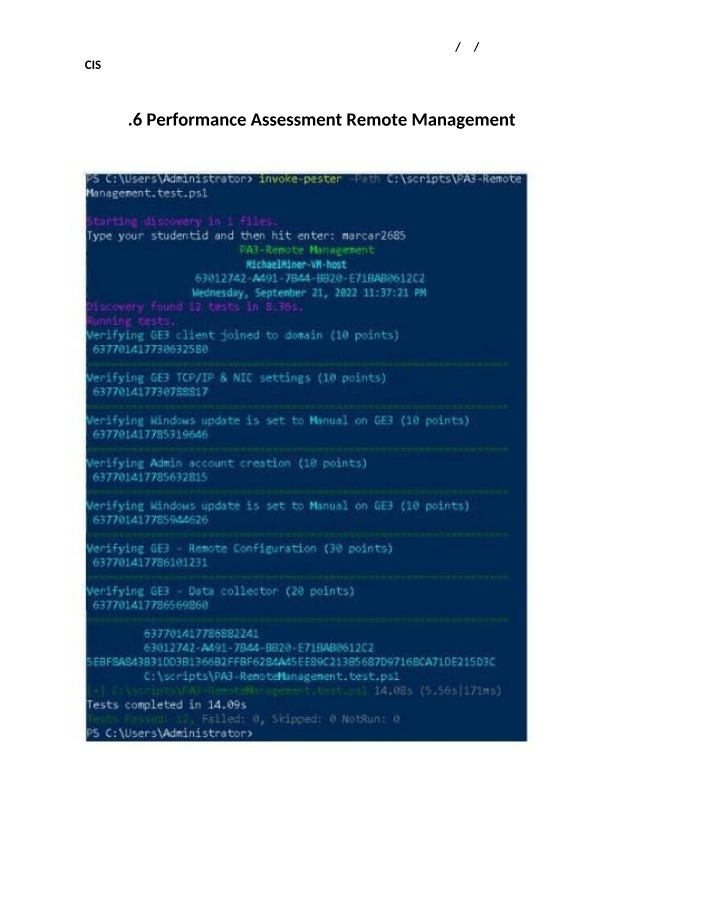 Performance Assessment for Remote Management