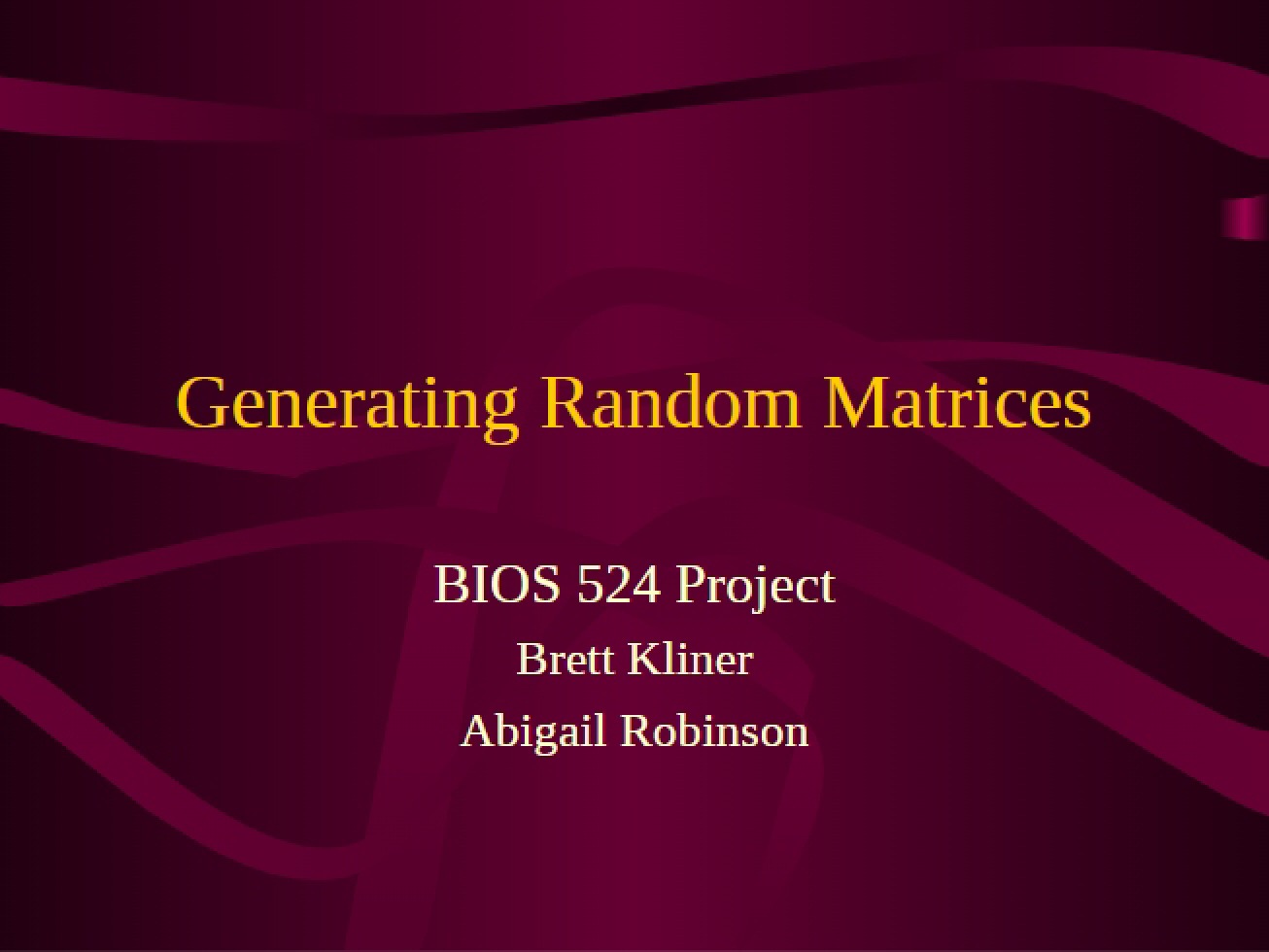 Random Matrix Generation