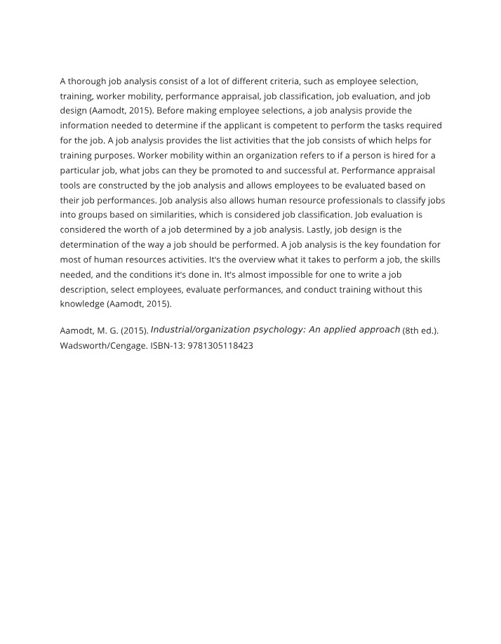 Topic 1 Discussion Question 1 - Job Analysis