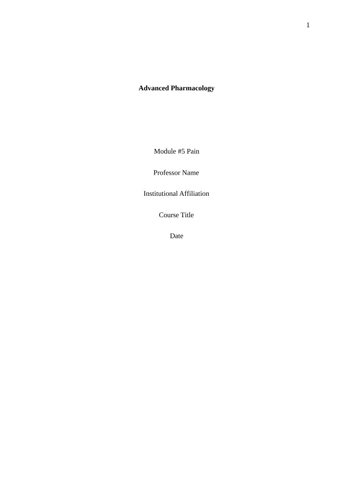 Pain Management and Overdosing - A Pharmacological Perspective