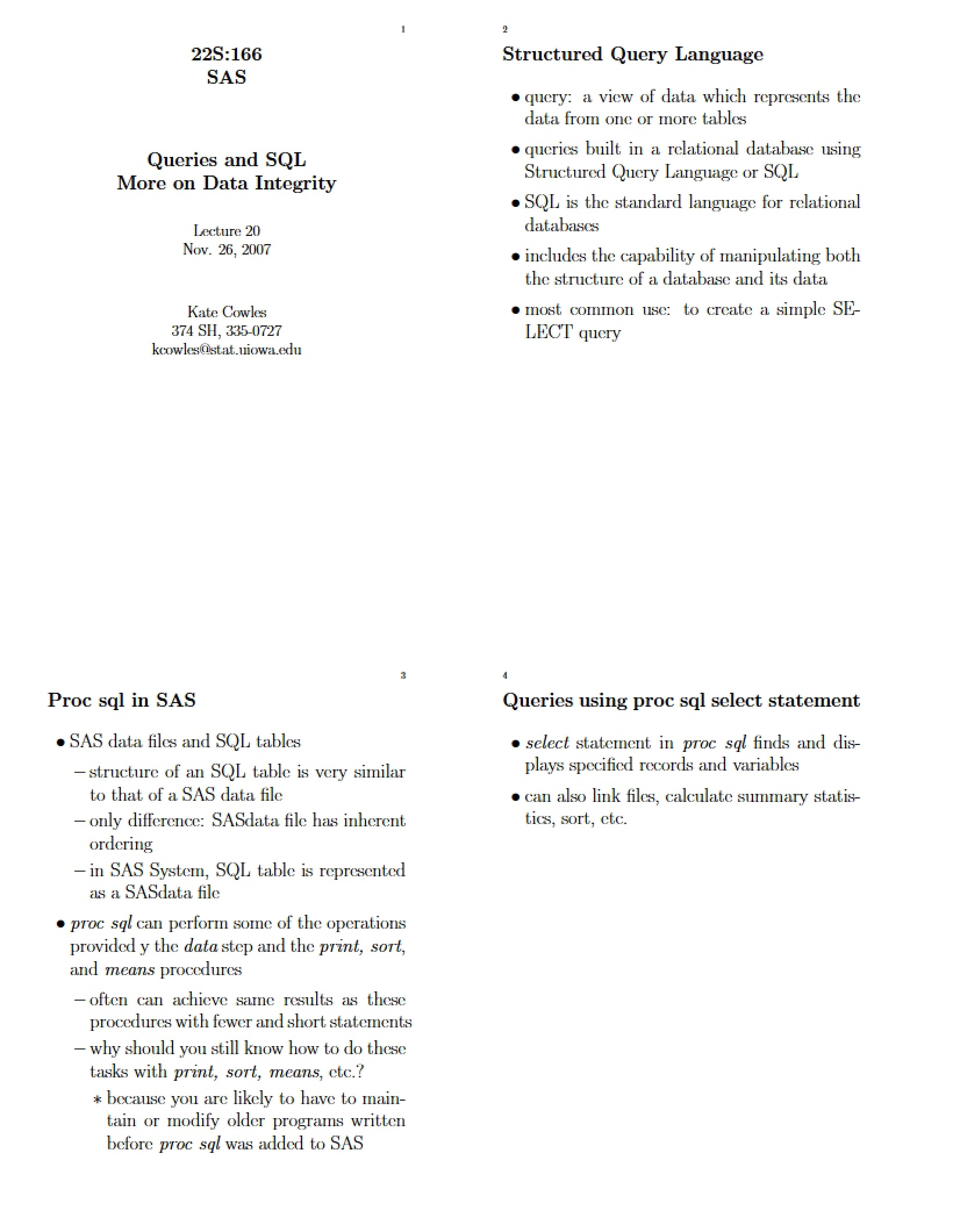 Data Integrity, SQL, and Queries