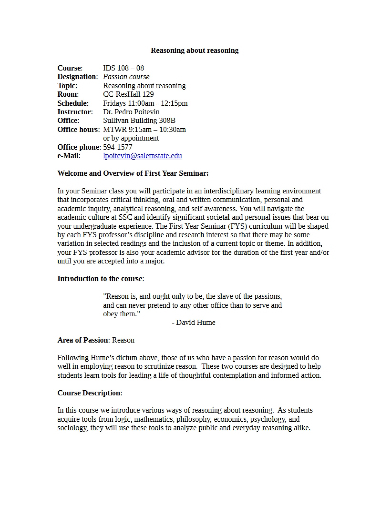 Reasoning Syllabus