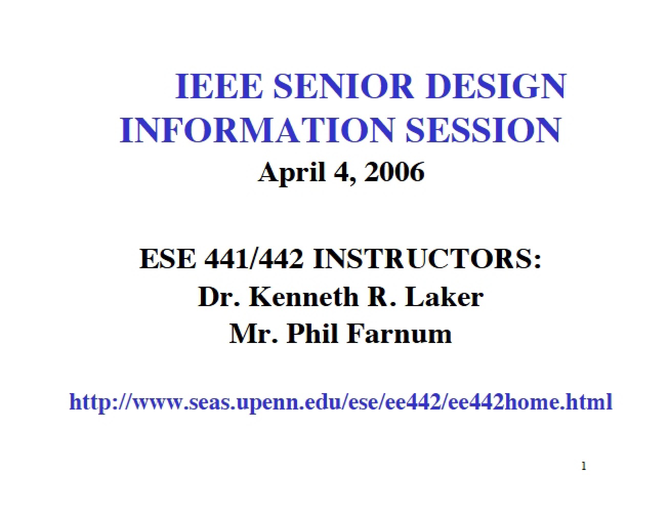 Senior Design Information Session