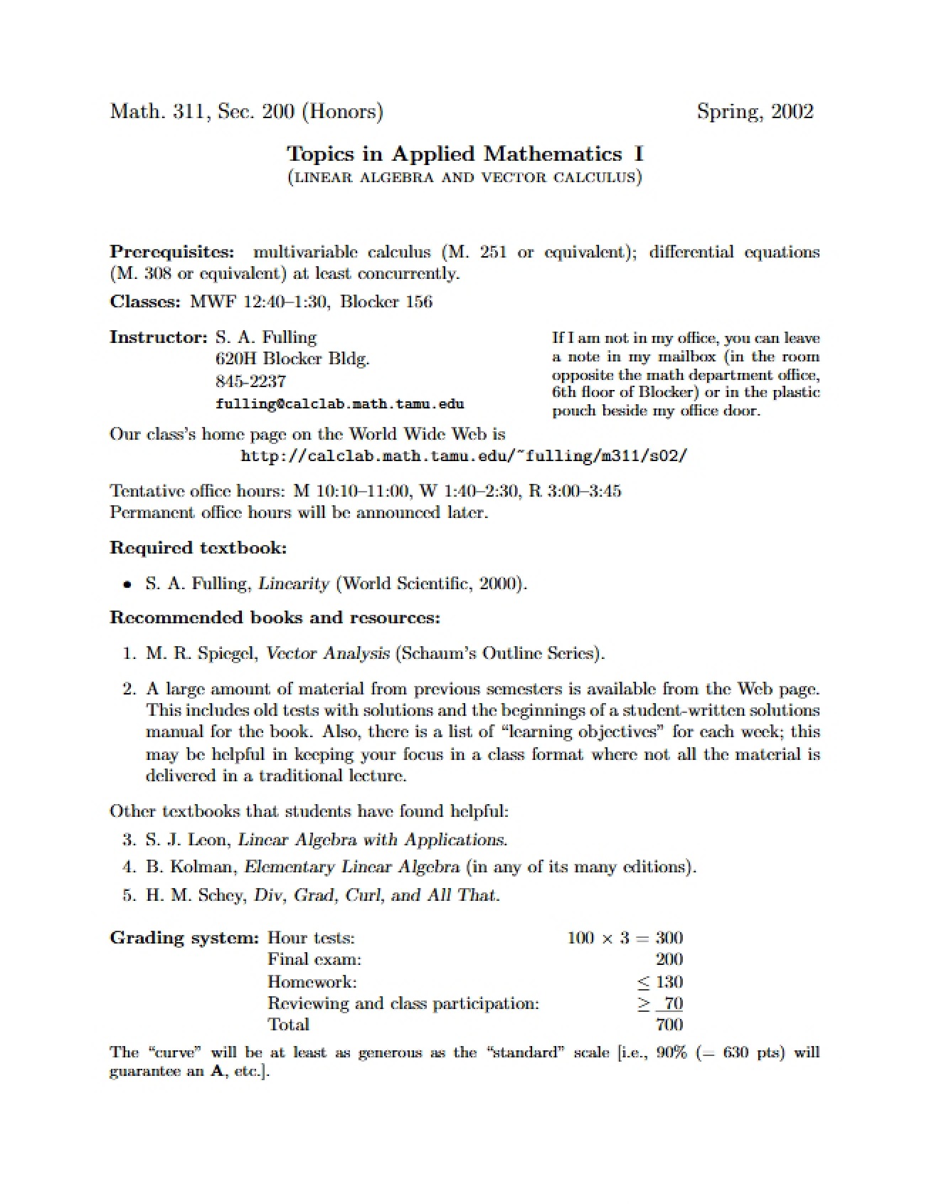 Course Handout
