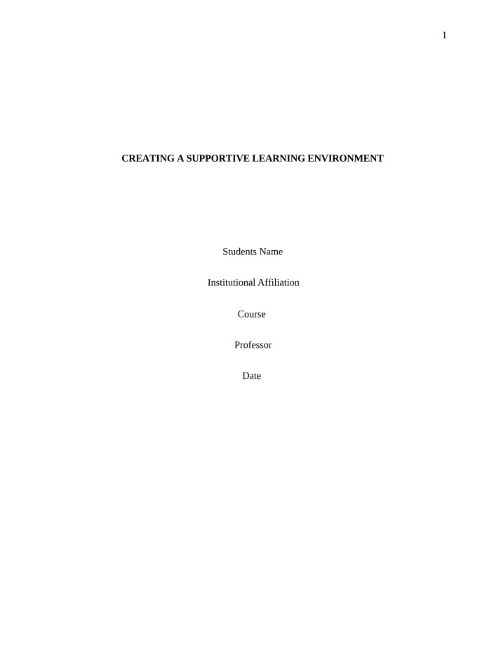 Supportive Learning Environment Creation