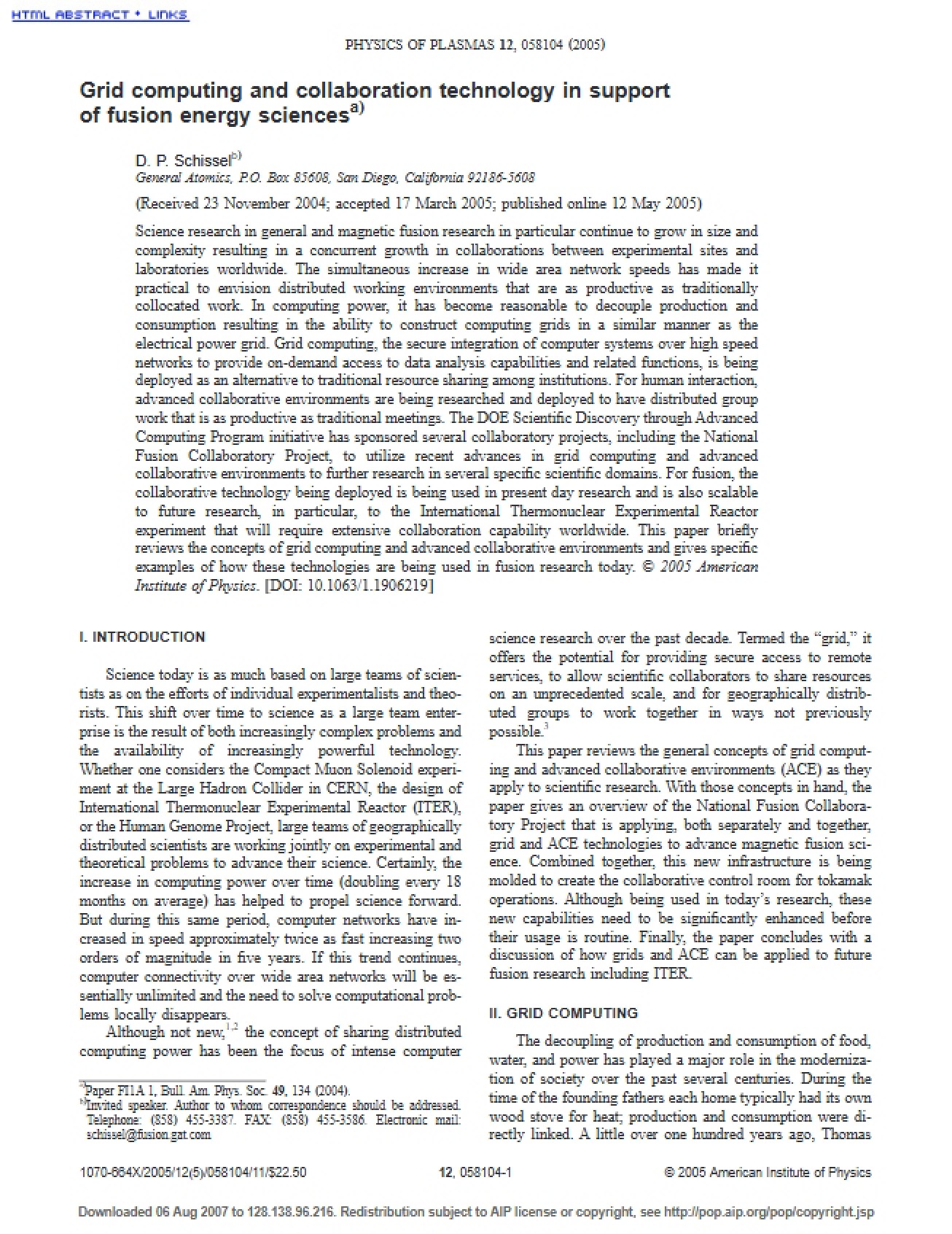 Collaboration Technology and Grid Computing