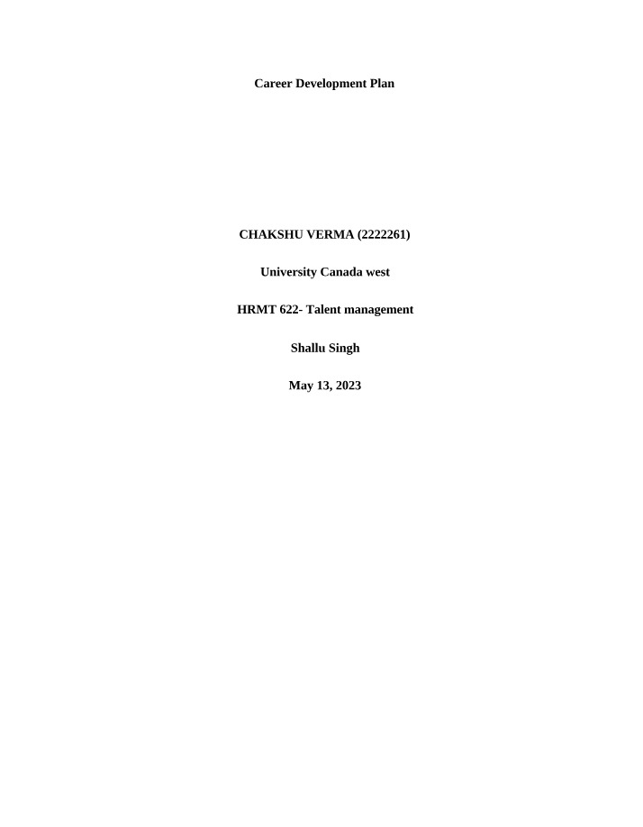 CV for Career Development Plan