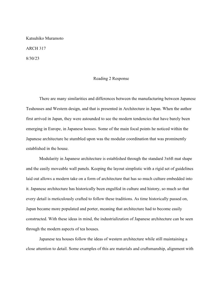 Response to Reading 2