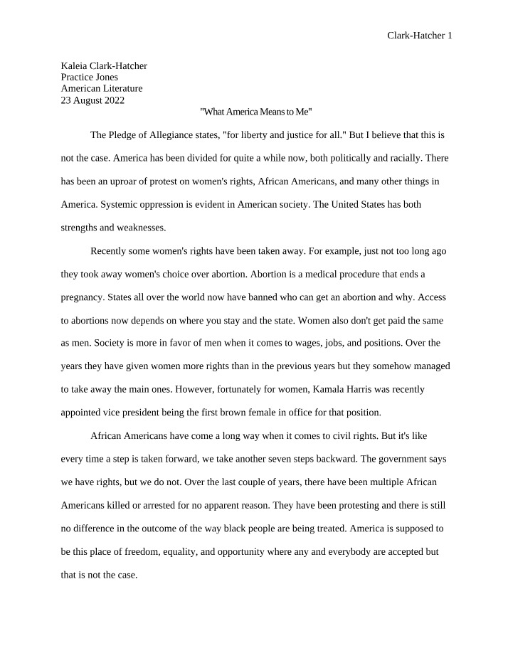 What America Means to Me - Essay