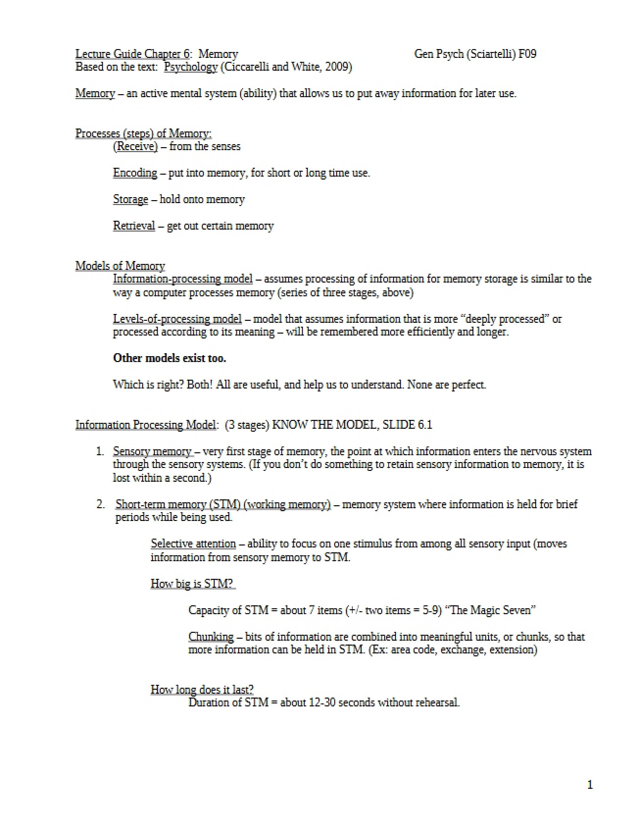 Chapter Six Memory Concepts