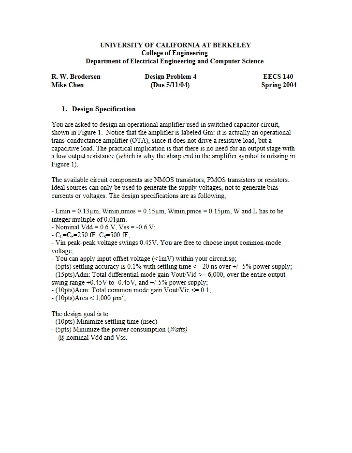 Fourth Design Problem
