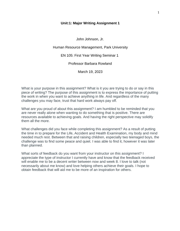 Writing Assignment 1 - Unit 1