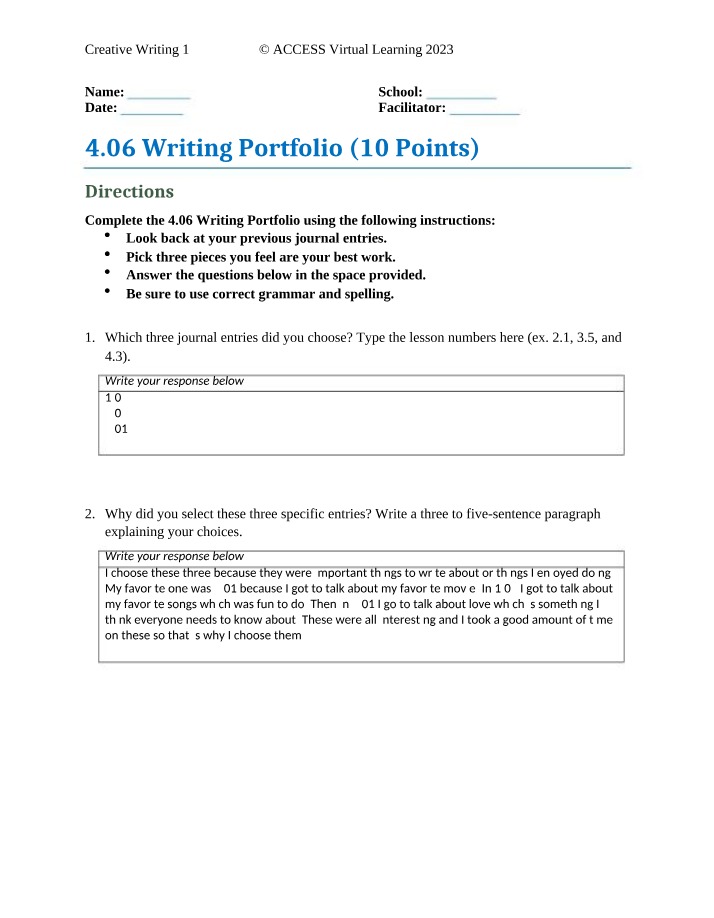 Writing Portfolio - 4.06