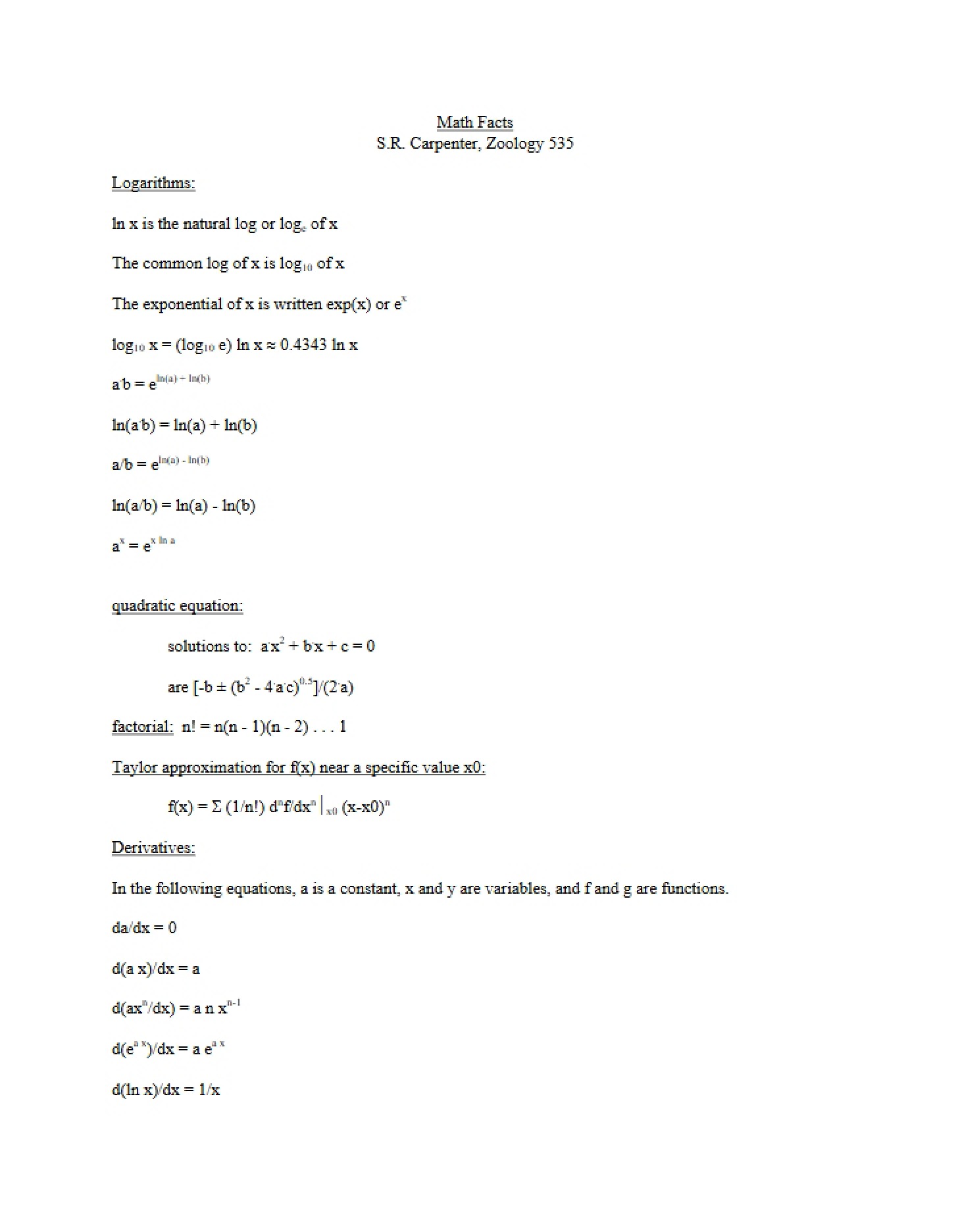 Mathematical Facts